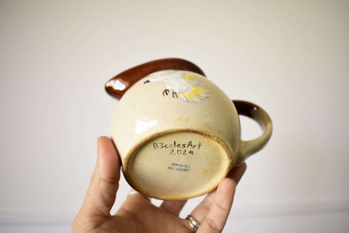 Upcycled Mug - Yellow Crested Cockatoo