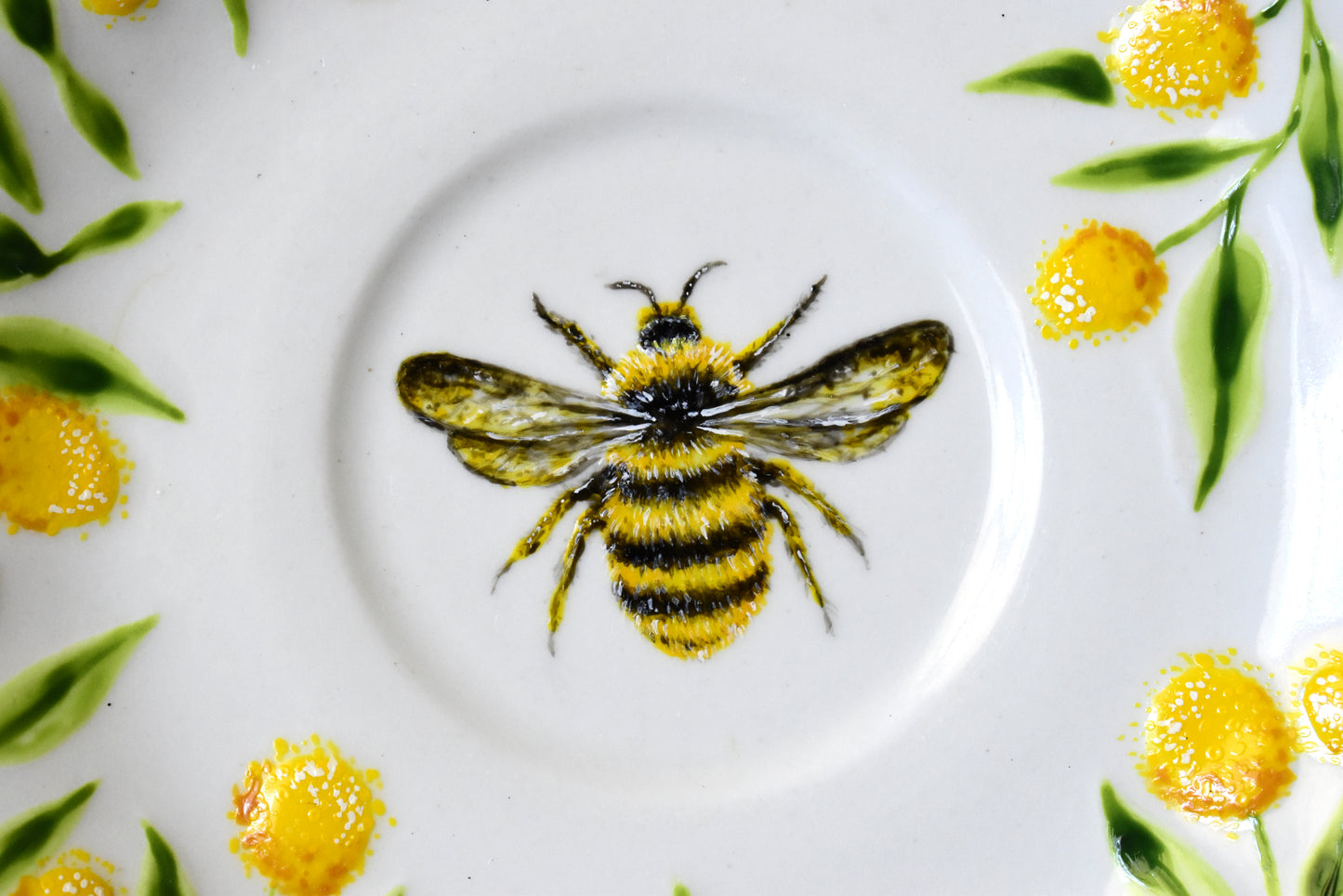 Upcycled Honey Bee Plate Set of 4