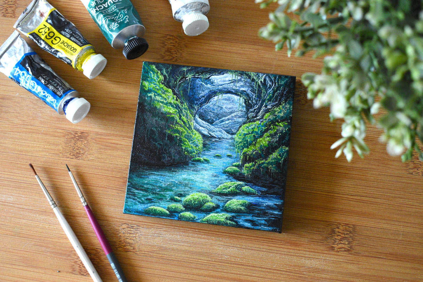 "Lush Cave" Original Mini Canvas