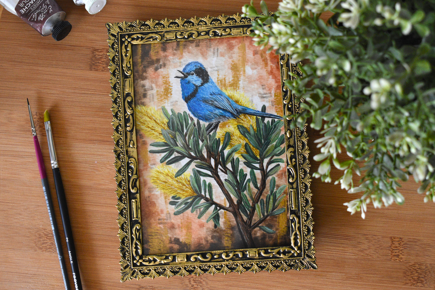 "Regal Fairy Wren" Original Framed